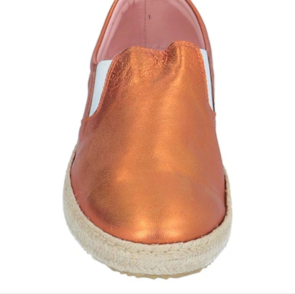 NWT Studio Pollini Espadrilles Metallic Orange Leather - Picture 8 of 12